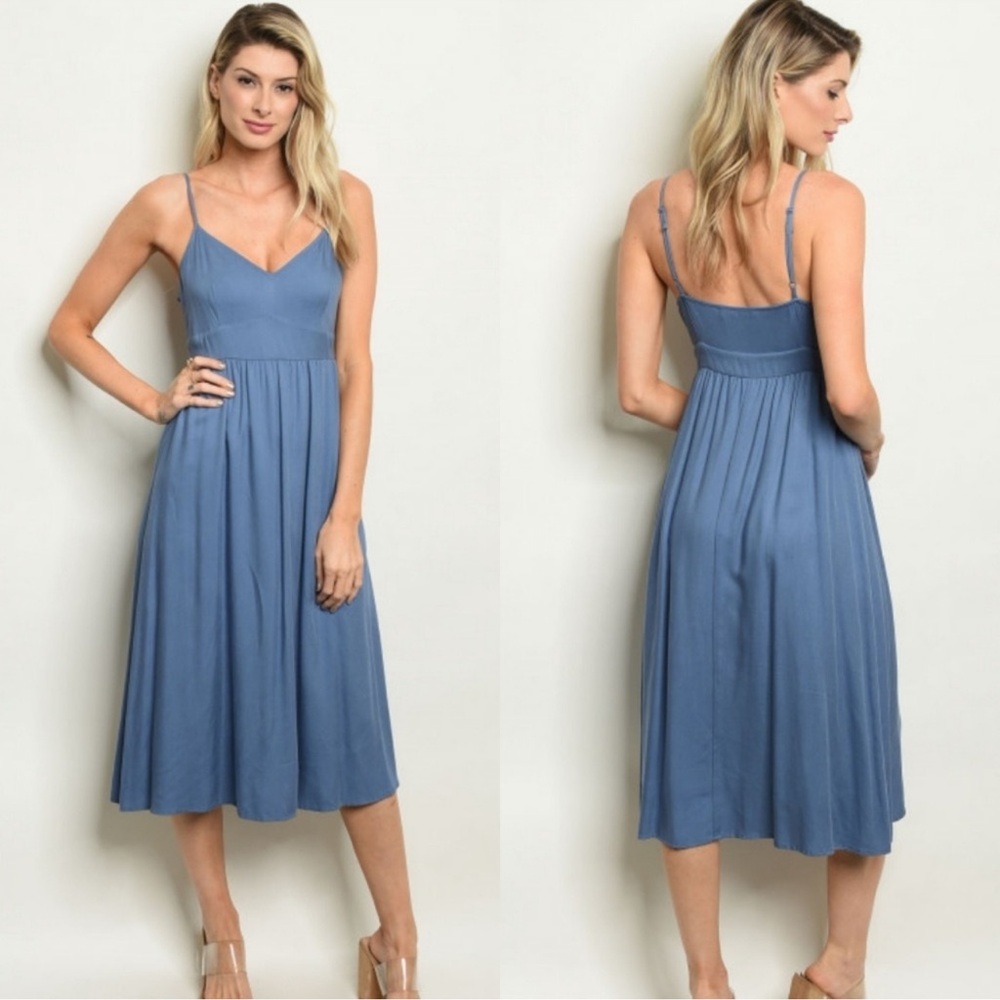💙New Adorable Fit And Flare Lined Spring Summer Midi Dress💙 - Picture 2 of 4